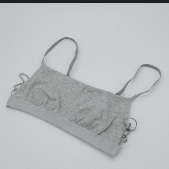 NWT Aerie Real Good Strappy Side Lace Up Bralette, Size Medium,‎ Gray Bra - Picture 1 of 6